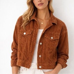 AEO Corduroy Crop Jacket in Rust Womens Jacket